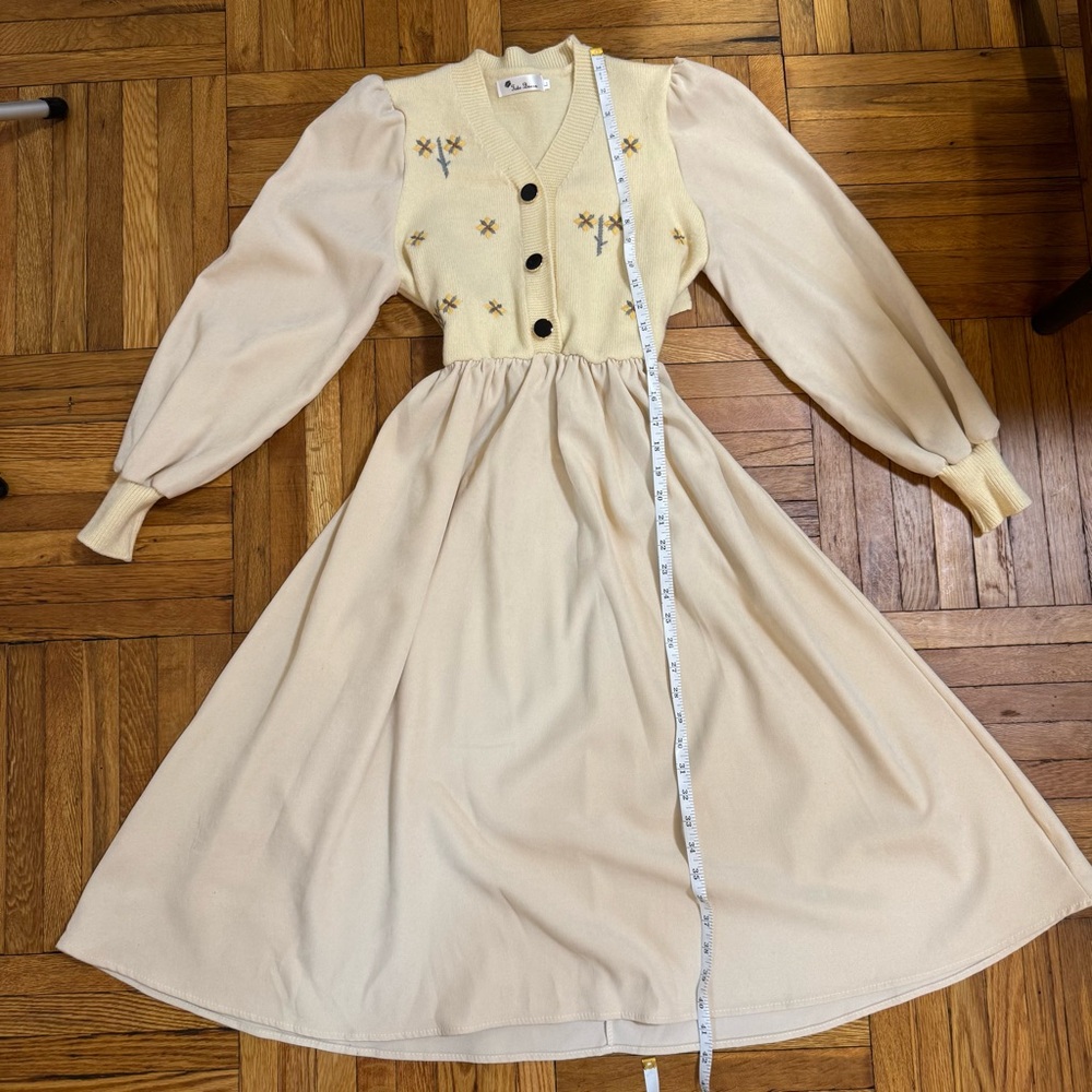 Elegant Cream Embroidered Dress